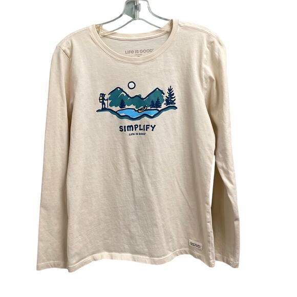 Life Is Good Crusher Tee Graphic Mountains Simplify Womens Small Casual Gorp - Picture 1 of 5